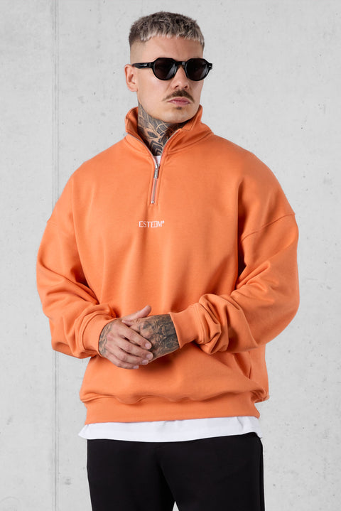 DUSTYORANGE DISCREET OVERSIZED HALFZIP SWEATER