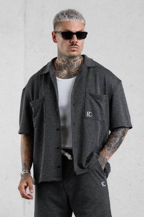 BLACK TEXTURED SHIRT