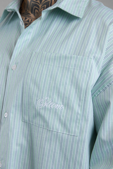 LIGHTGREEN STRIPED OVERSIZED SHIRT