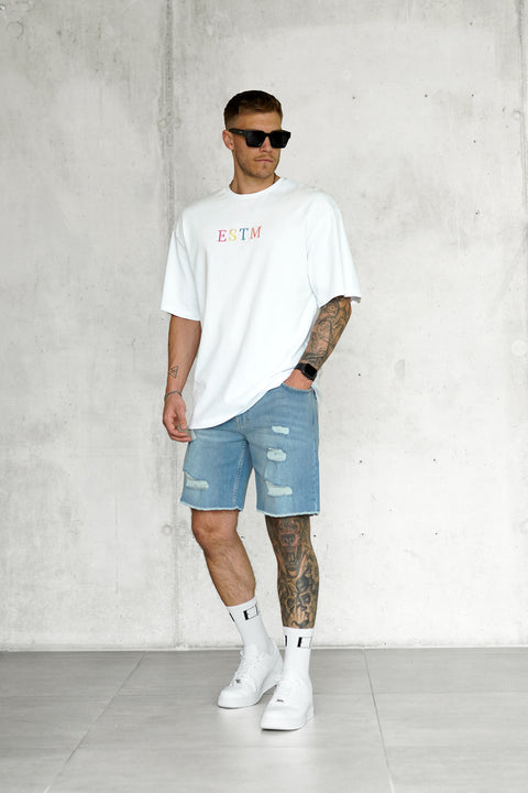 WASHED BLUE DESTROYED JEANSSHORTS 3.0