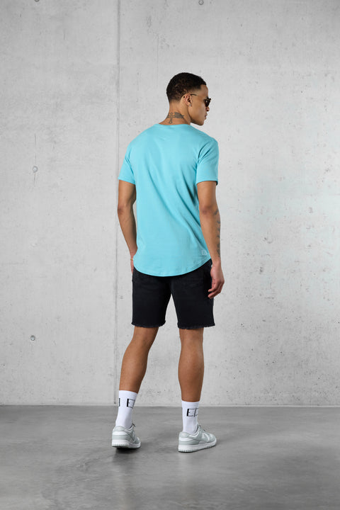 AQUA COLORED BLOWN-UP TEE