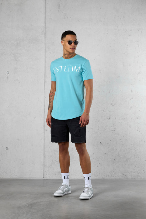 AQUA LETTERING TEE