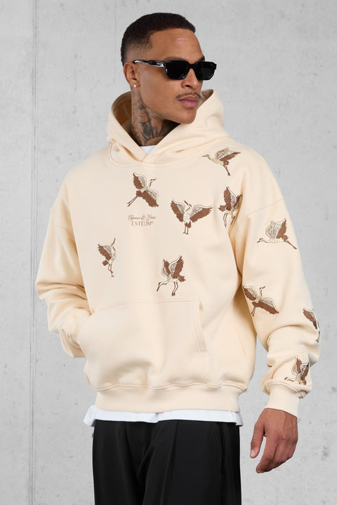 BEIGE LA GRUE OVERSIZED HOODIE