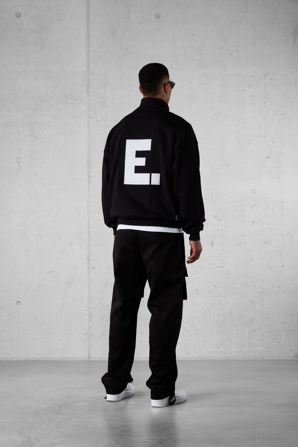 BLACK E. STATEMENT OVERSIZED HALFZIP SWEATER