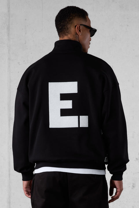 BLACK E. STATEMENT OVERSIZED HALFZIP SWEATER