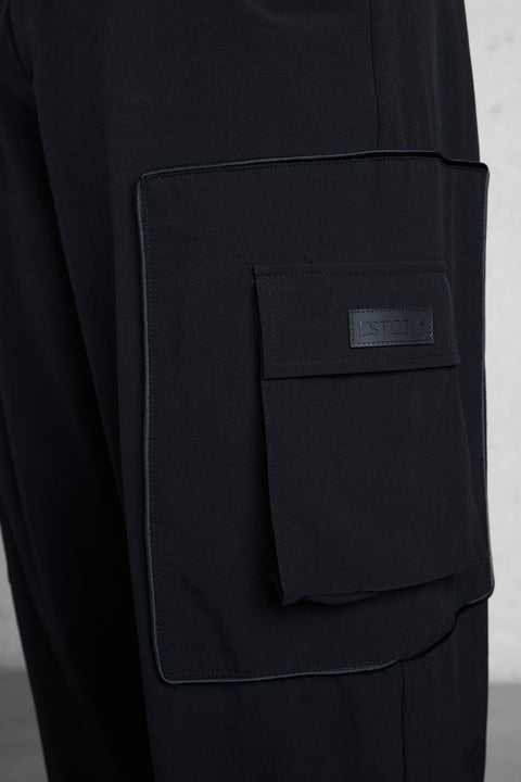 BLACK NYLON TRACKPANTS
