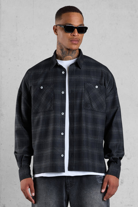 BLACK PLAID OVERSIZED SHIRT