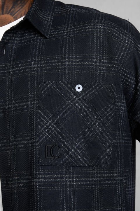 BLACK PLAID OVERSIZED SHIRT