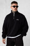 BLACK SIGNATURE OVERSIZED HALFZIP SWEATER