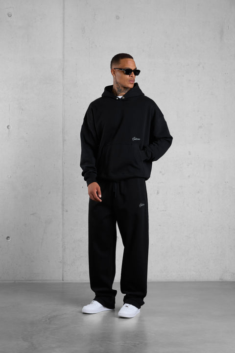 BLACK SIGNATURE OVERSIZED HOODIE