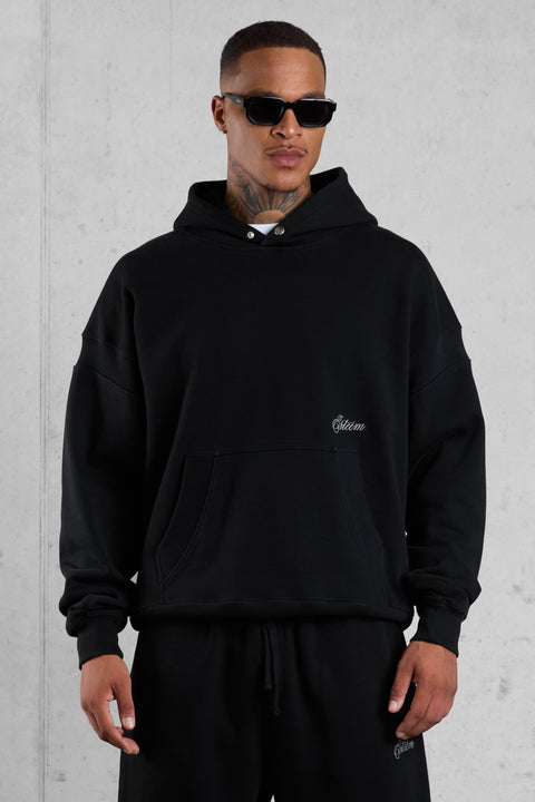 BLACK SIGNATURE OVERSIZED HOODIE