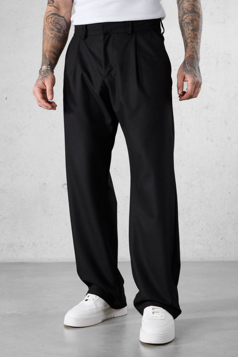 BLACK WIDE TAILORED PANTS