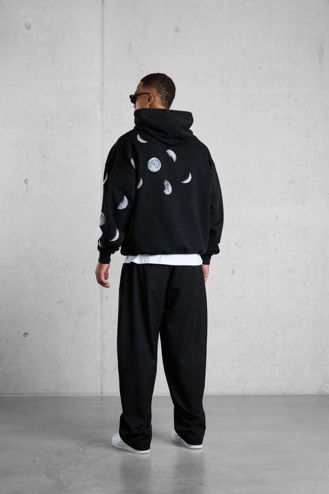 BLACK SILENT MOTION MOON OVERSIZED HOODIE