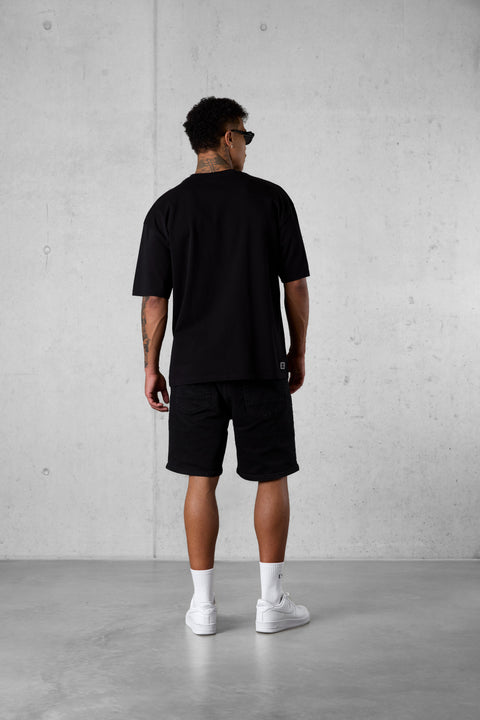 BLACK BURNTCORAL CURVE OVERSIZED TEE