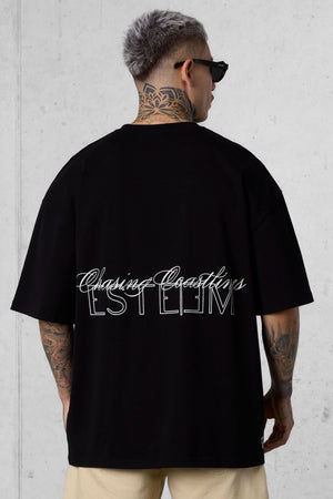 BLACK CHASING COASTLINES OVERSIZED TEE