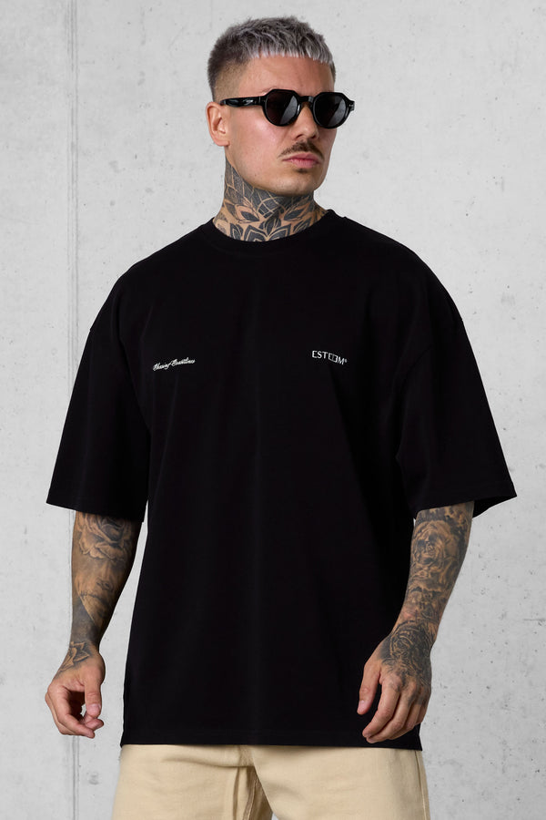 BLACK CHASING COASTLINES OVERSIZED TEE