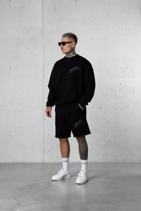 BLACK HIGH STANDARD SIGNATURE SWEATSHORTS