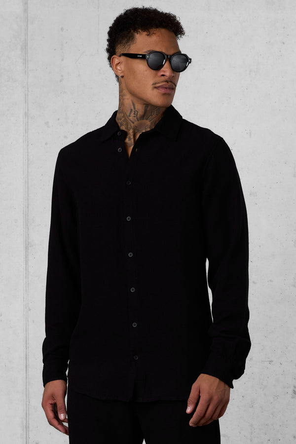 BLACK LINEN SHIRT