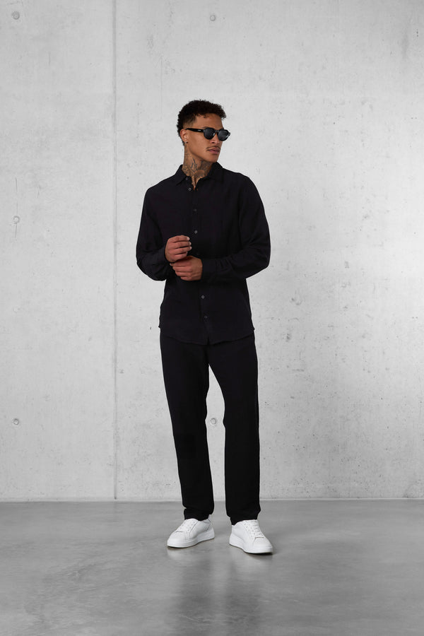 BLACK LINEN SHIRT