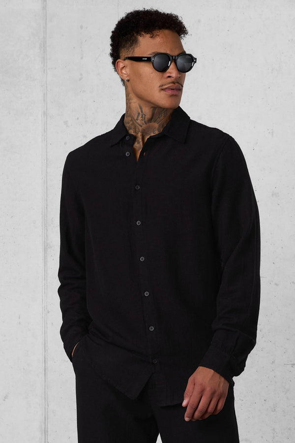 BLACK LINEN SHIRT