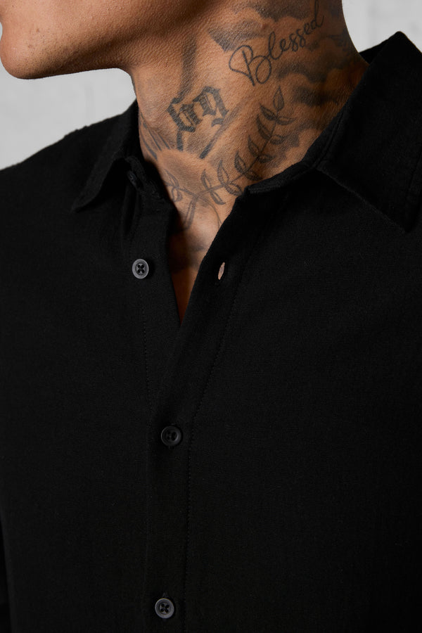 BLACK LINEN SHIRT
