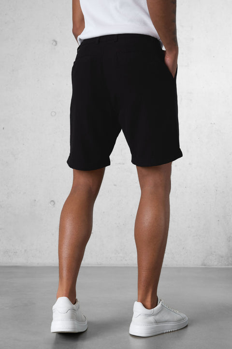 BLACK LINEN SHORTS