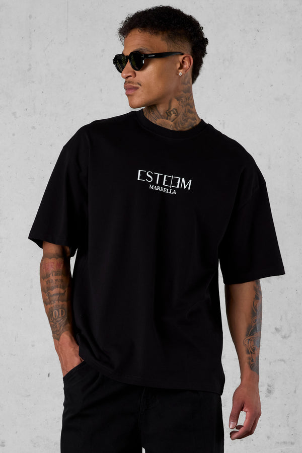 BLACK MARBELLA LOGO OVERSIZED TEE