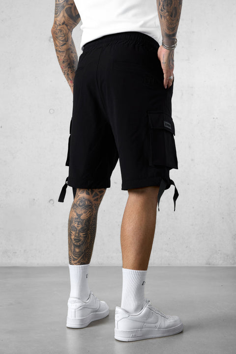 BLACK NYLON CARGO SHORTS