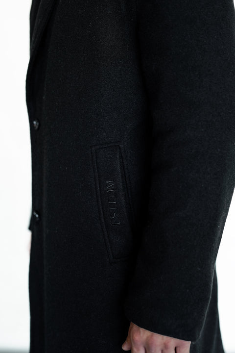 BLACK OVERSIZED FLANNEL COAT