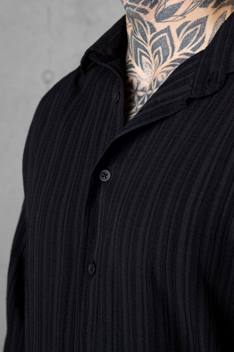 BLACK STRIPED SLEEVE SHIRT