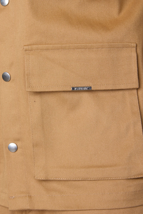 CAMEL CARGO OVERSIZED CHINO SHIRT