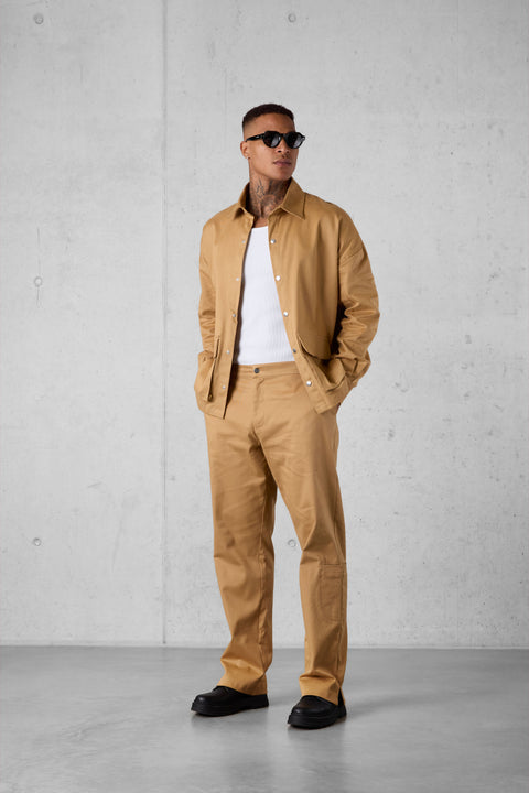 CAMEL CARGO OVERSIZED CHINO SHIRT