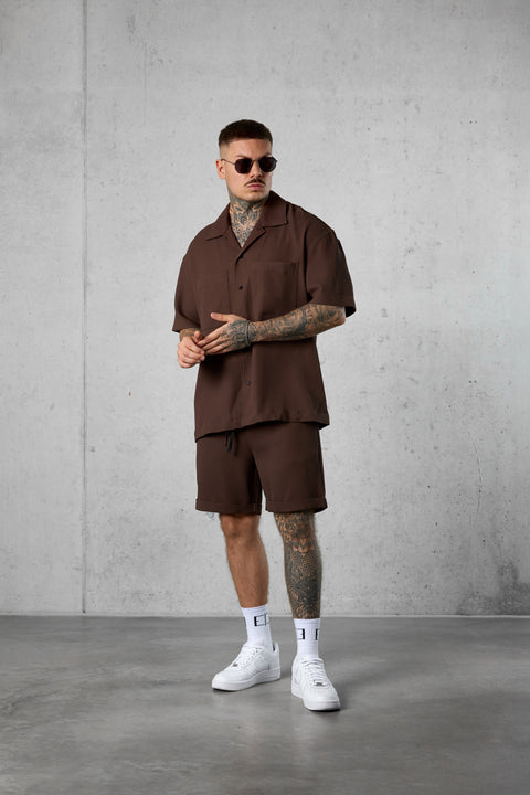 COFFEE PLEATED SHIRT