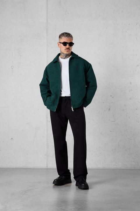DARKGREEN BOUCLÉ OVERSIZED JACKET