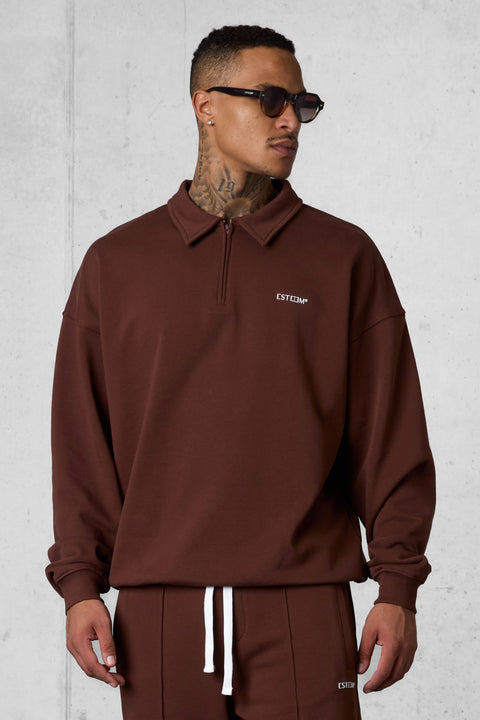 DOWNTOWNBROWN ESSENTIAL OVERSIZED HALFZIP SWEATER