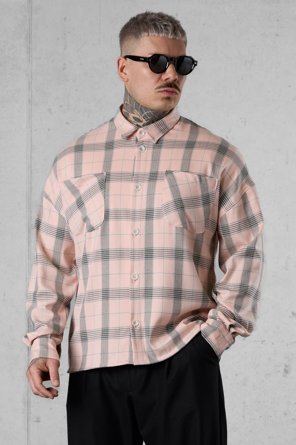 DUSTYCORAL PLAID OVERSIZED SHIRT