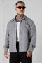 GREY HERRINGBONE OVERSIZED FLANNEL SHIRT