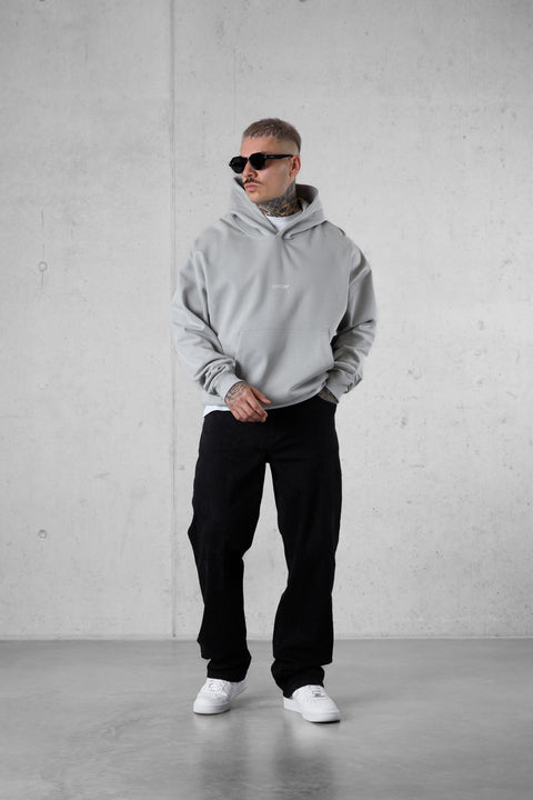 GREY ICED BLURRED HEARTS OVERSIZED HOODIE