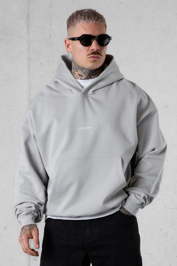 GREY ICED BLURRED HEARTS OVERSIZED HOODIE