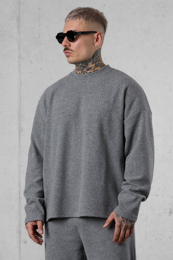GREY MELANGE COMFY OVERSIZED SWEATER