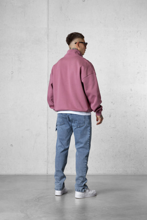 MAUVEROSE DISCREET OVERSIZED HALFZIP SWEATER