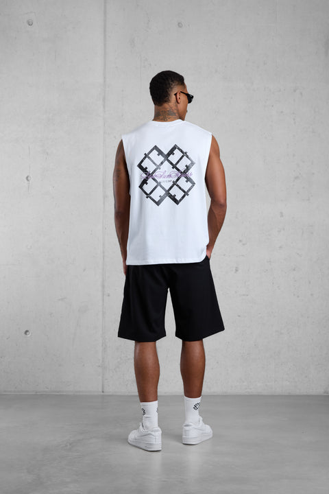 WHITE LOW SUN HOURS OVERSIZED TANK TEE