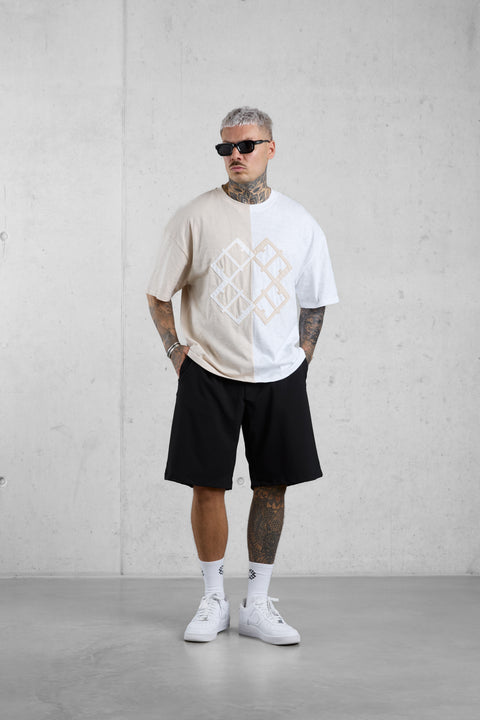 WHITE/OAT MONOGRAM OVERSIZED TEE