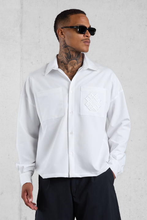 WHITE MONOGRAM OVERSIZED SHIRT