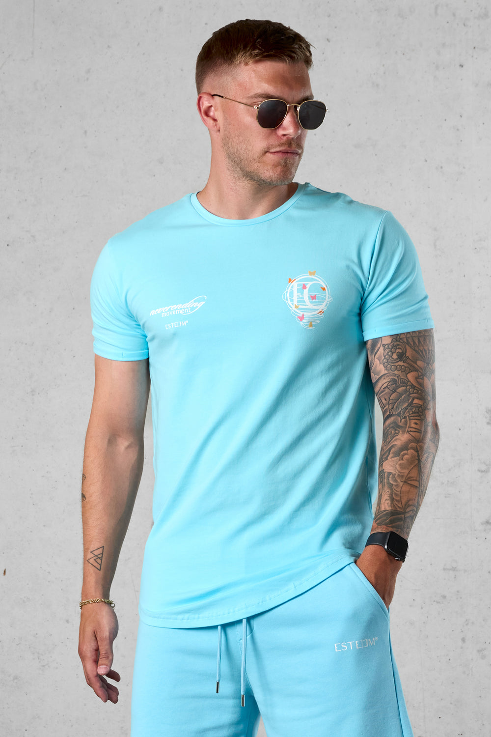 TROPICALBLUE SPIRAL BUTTERFLY LOGO TEE