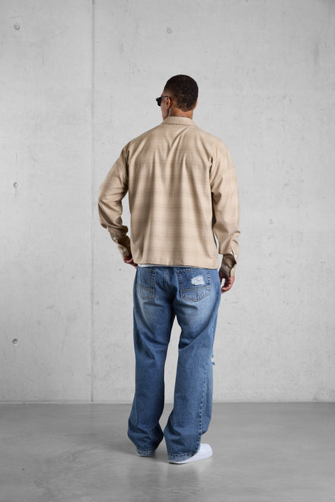 WASHED BLUE DESTROYED LOOSE JEANS