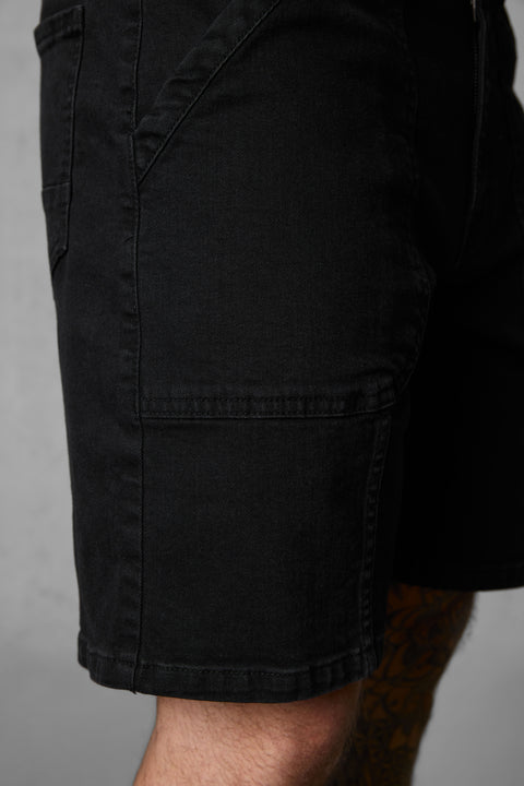 WASHED BLACK SEAMS JEANSSHORTS