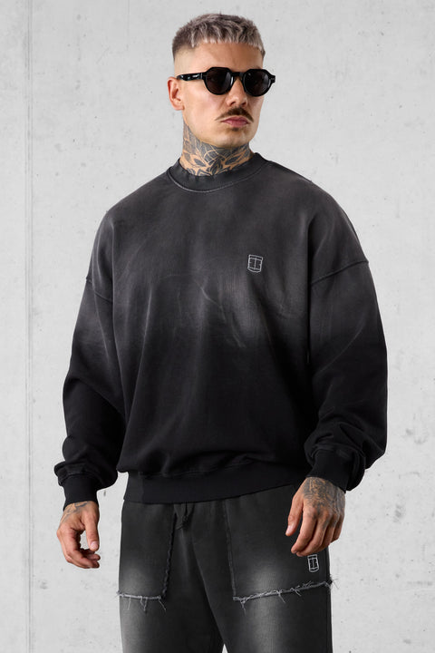 WASHED GREY ICON OVERSIZED SWEATER