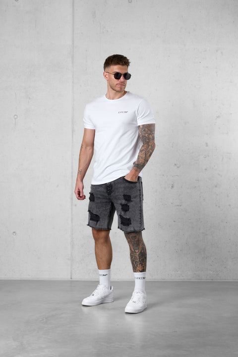 WASHED GREY DESTROYED JEANSSHORTS