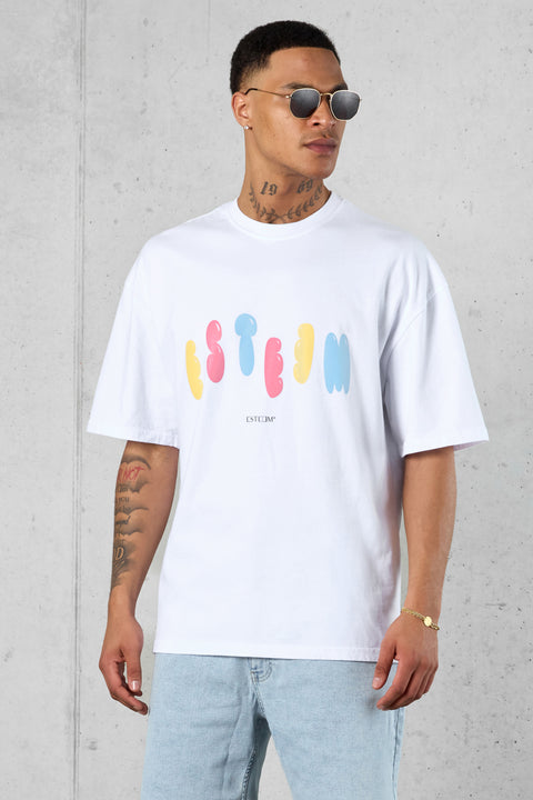 WHITE COLORED BLOWN-UP OVERSIZED TEE
